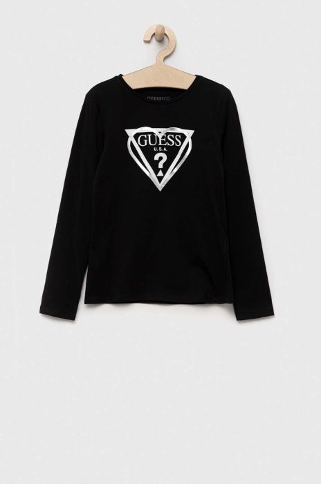 Дитячий лонгслів Guess колір чорний (3296578)