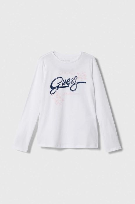 Дитячий лонгслів Guess колір білий (3485571) Дитячий лонгслів Guess колір білий (3485571)