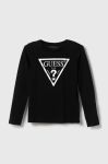 Дитячий бавовняний лонгслів Guess колір чорний (3369289)