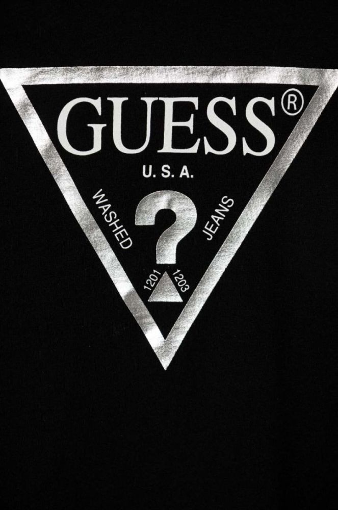 Дитячий бавовняний лонгслів Guess колір чорний (3369289) фото 3