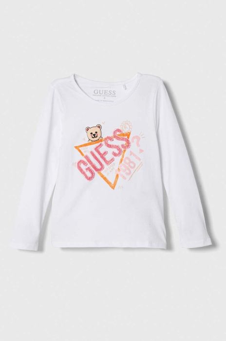 Дитячий лонгслів Guess колір білий (3433986) Дитячий лонгслів Guess колір білий (3433986)