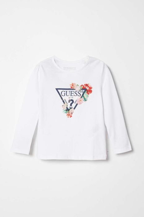 Дитячий лонгслів Guess колір білий (3523172) Дитячий лонгслів Guess колір білий (3523172)