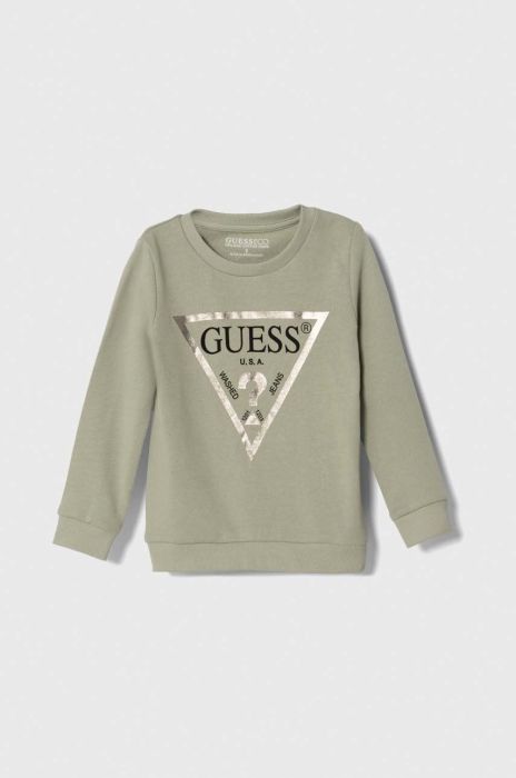 Дитяча бавовняна кофта Guess колір зелений з принтом (3437348)