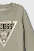 Дитяча бавовняна кофта Guess колір зелений з принтом (3437348)