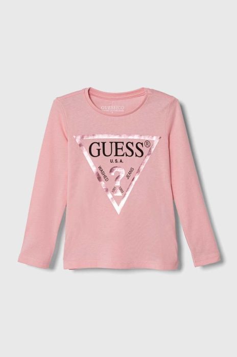Дитячий бавовняний лонгслів Guess колір рожевий (3437367) Дитячий бавовняний лонгслів Guess колір рожевий (3437367)