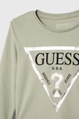 Дитячий бавовняний лонгслів Guess колір зелений (3437377) Дитячий бавовняний лонгслів Guess колір зелений (3437377)
