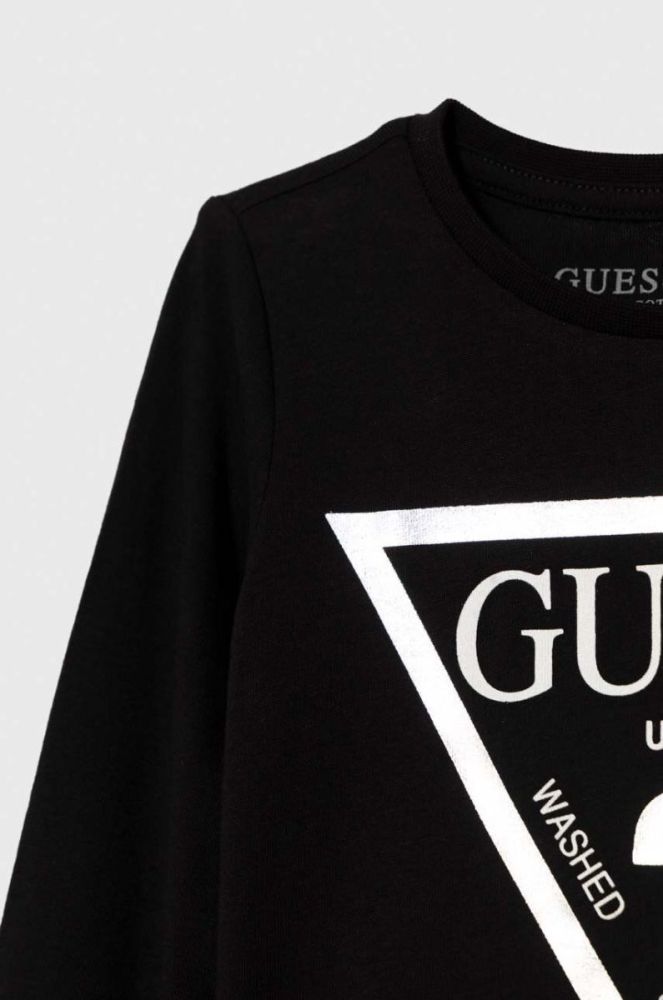 Дитячий бавовняний лонгслів Guess колір чорний (3437382) фото 3