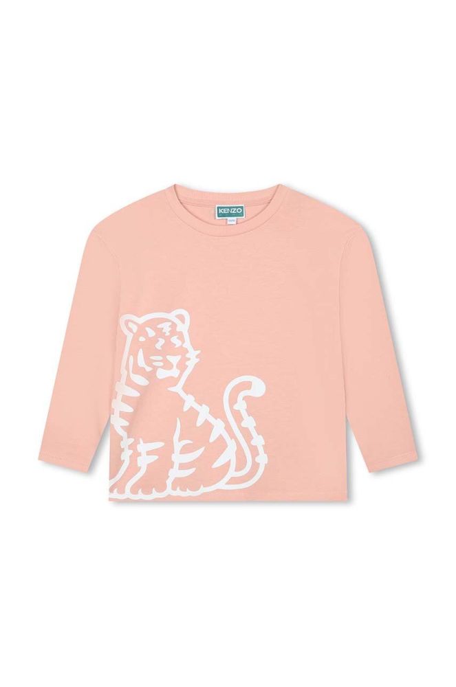 Дитячий бавовняний лонгслів Kenzo Kids колір рожевий (3423827)