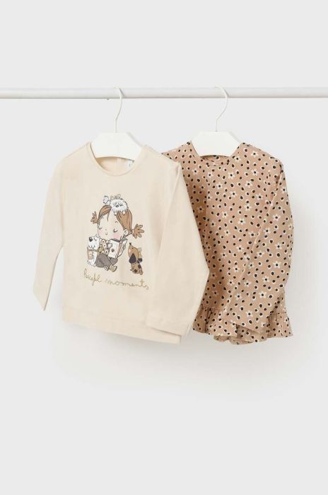 Лонгслів для немовлят Mayoral 2-pack колір бежевий Лонгслів для немовлят Mayoral 2-pack колір бежевий