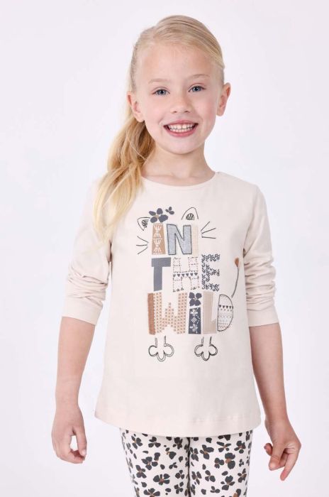 Дитячий бавовняний лонгслів Mayoral колір бежевий (3414715) Дитячий бавовняний лонгслів Mayoral колір бежевий (3414715)
