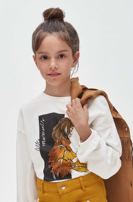 Дитячий бавовняний лонгслів Mayoral колір бежевий (3414808) Дитячий бавовняний лонгслів Mayoral колір бежевий (3414808)