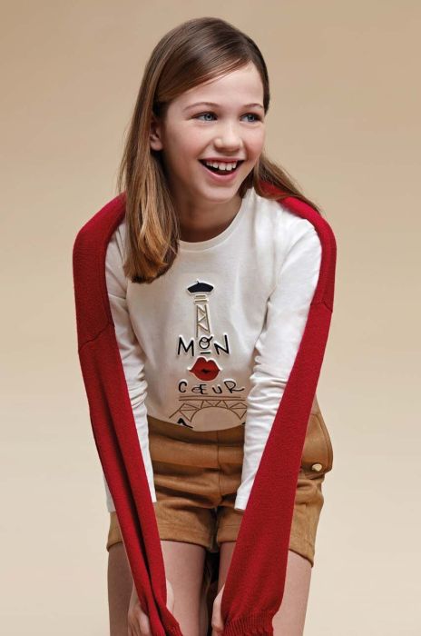 Дитячий бавовняний лонгслів Mayoral колір бежевий (3414833)