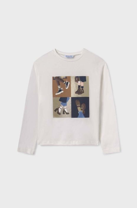 Дитячий бавовняний лонгслів Mayoral колір бежевий (3414855)