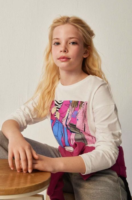 Дитячий бавовняний лонгслів Mayoral колір бежевий (3423907)