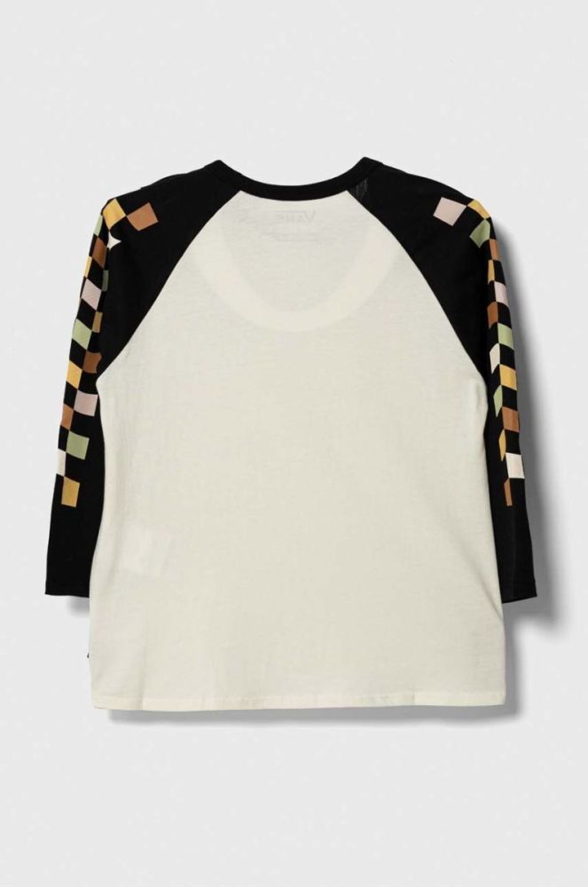 Дитячий бавовняний лонгслів Vans PRINTED SLEEVES RAGLAN VN00079CFS81 колір бежевий фото 2