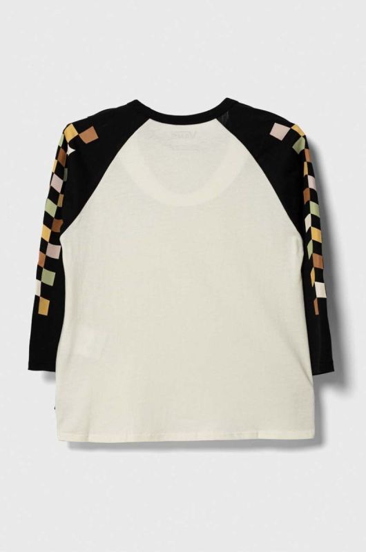 Дитячий бавовняний лонгслів Vans PRINTED SLEEVES RAGLAN VN00079CFS81 колір бежевий фото 2