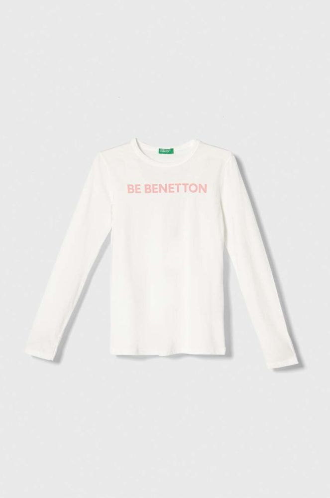 Дитячий бавовняний лонгслів United Colors of Benetton колір білий (3388469)