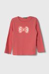 Дитячий бавовняний лонгслів United Colors of Benetton колір рожевий (3397489)