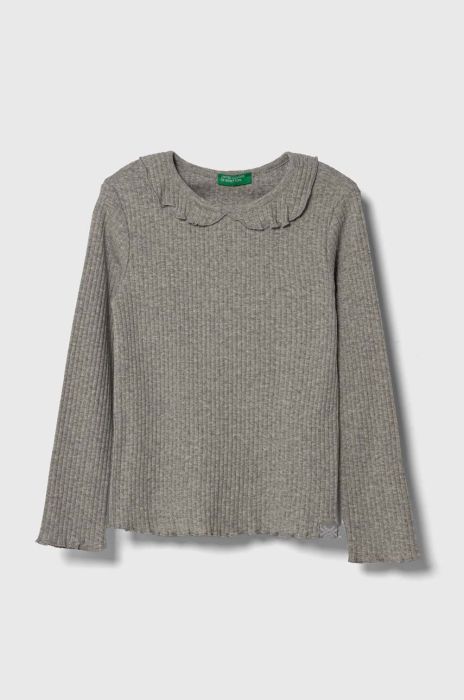 Дитячий лонгслів United Colors of Benetton колір сірий (3388526)