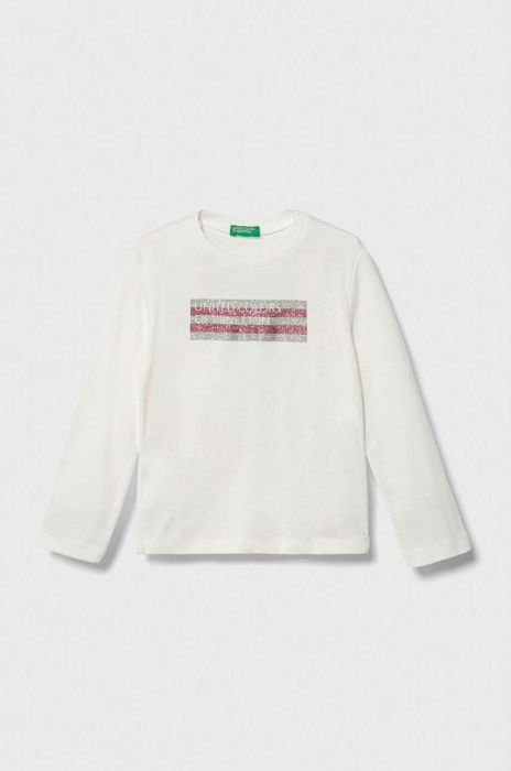 Дитячий бавовняний лонгслів United Colors of Benetton колір білий (3390866) Дитячий бавовняний лонгслів United Colors of Benetton колір білий (3390866)