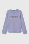 Дитячий бавовняний лонгслів United Colors of Benetton колір фіолетовий (3390958)
