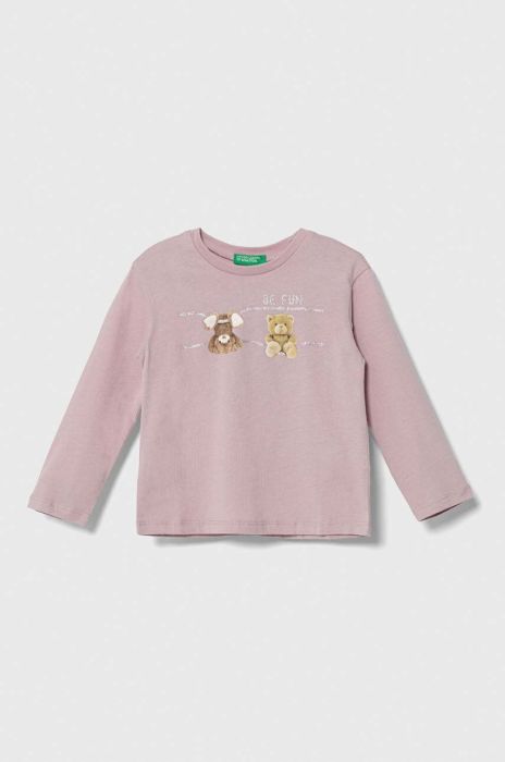 Дитячий бавовняний лонгслів United Colors of Benetton колір фіолетовий (3397509) Дитячий бавовняний лонгслів United Colors of Benetton колір фіолетовий (3397509)