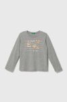 Дитячий бавовняний лонгслів United Colors of Benetton колір сірий (3397501)