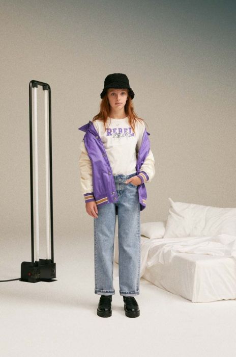 Дитячий бавовняний лонгслів Sisley колір білий (3414980)