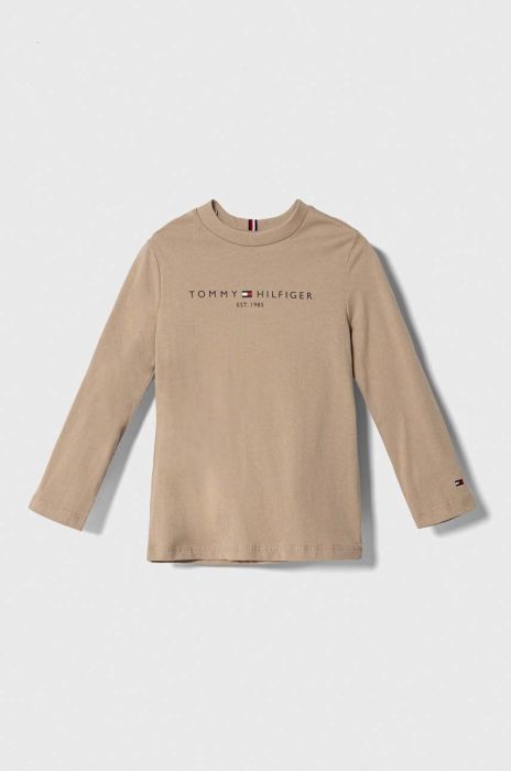 Дитячий бавовняний лонгслів Tommy Hilfiger колір бежевий (3450174) Дитячий бавовняний лонгслів Tommy Hilfiger колір бежевий (3450174)