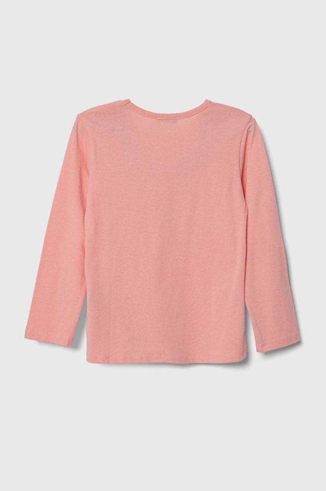 Дитячий бавовняний лонгслів United Colors of Benetton колір рожевий (3414987) фото 2