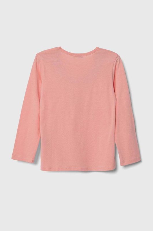 Дитячий бавовняний лонгслів United Colors of Benetton колір рожевий (3414987) фото 2