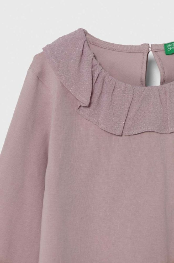 Дитячий лонгслів United Colors of Benetton колір фіолетовий (3415004) фото 3