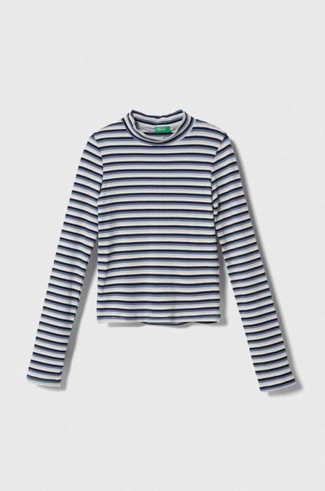 Дитячий лонгслів United Colors of Benetton півгольф колір блакитний (3515090) Дитячий лонгслів United Colors of Benetton півгольф колір блакитний (3515090)