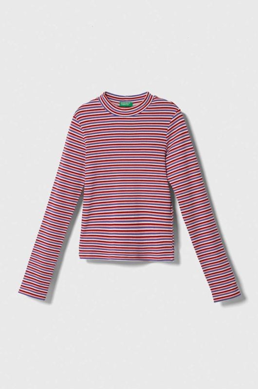 Дитячий лонгслів United Colors of Benetton півгольф колір барвистий (3515082)