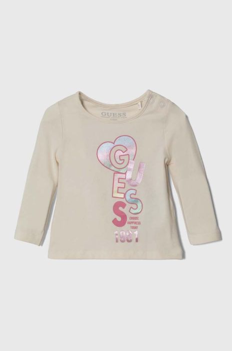 Лонгслів для немовлят Guess колір бежевий Лонгслів для немовлят Guess колір бежевий