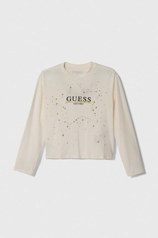 Дитячий лонгслів Guess колір бежевий (3489224) фото 2