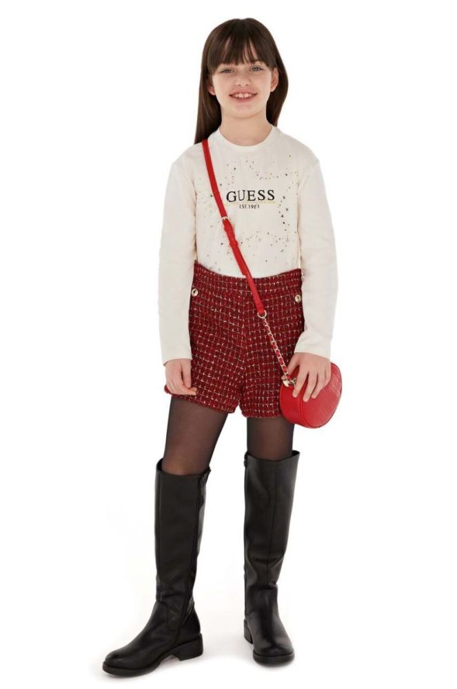 Дитячий лонгслів Guess колір бежевий (3489224) фото 5