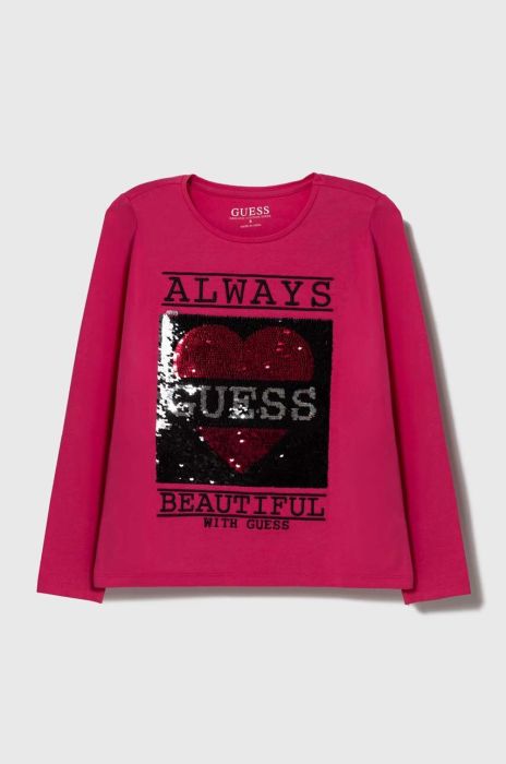 Дитячий лонгслів Guess колір рожевий (3527857) Дитячий лонгслів Guess колір рожевий (3527857)