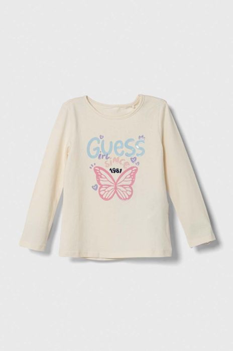 Дитячий лонгслів Guess колір бежевий (3625027)