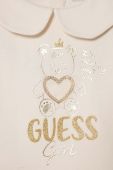 Дитячий лонгслів Guess колір бежевий з коміром