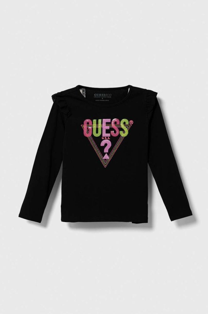 Дитячий лонгслів Guess колір чорний (3571085)