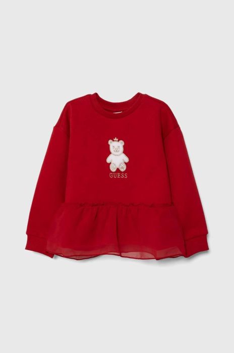 Дитяча бавовняна кофта Guess колір червоний з аплікацією (3567131)