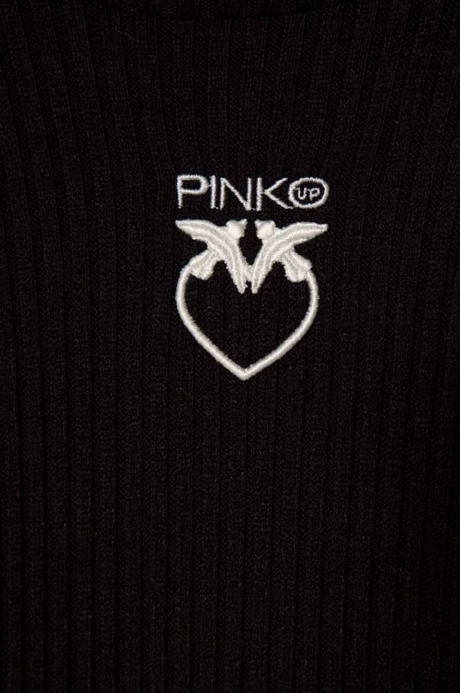 Дитячий лонгслів Pinko Up колір чорний півгольф (3428552) фото 3