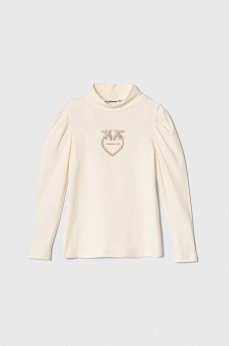 Дитячий лонгслів Pinko Up колір бежевий півгольф (3541164)