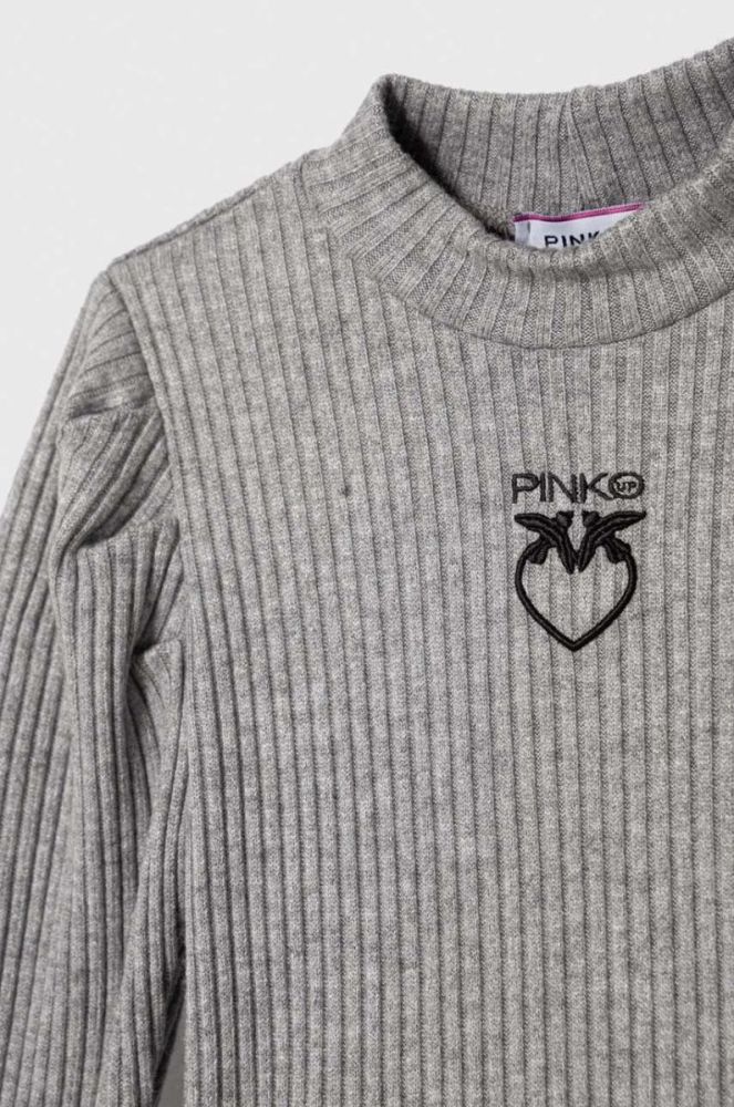 Дитячий лонгслів Pinko Up колір сірий півгольф фото 3