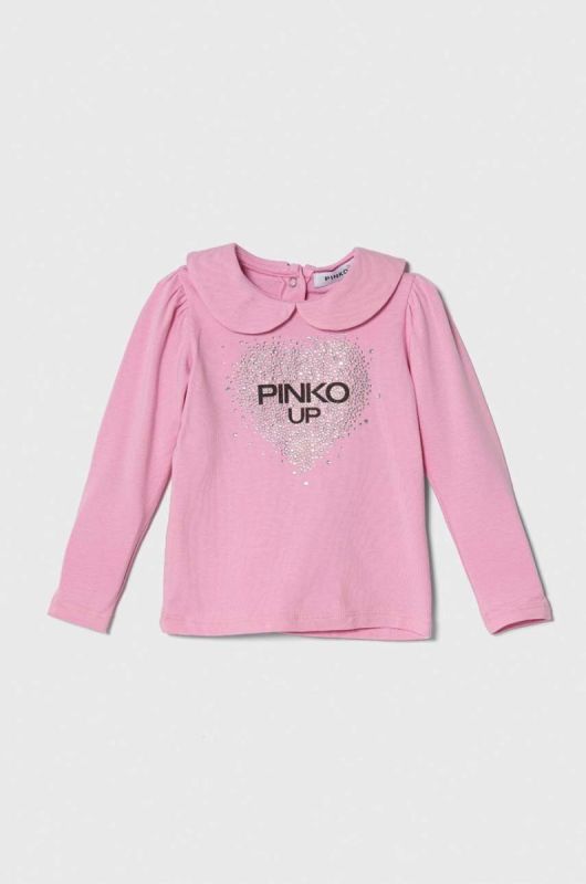 Лонгслів для немовлят Pinko Up колір рожевий з коміром (3541168)