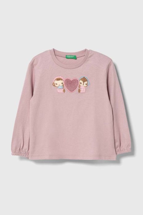 Дитячий бавовняний лонгслів United Colors of Benetton колір фіолетовий (3650486) Дитячий бавовняний лонгслів United Colors of Benetton колір фіолетовий (3650486)