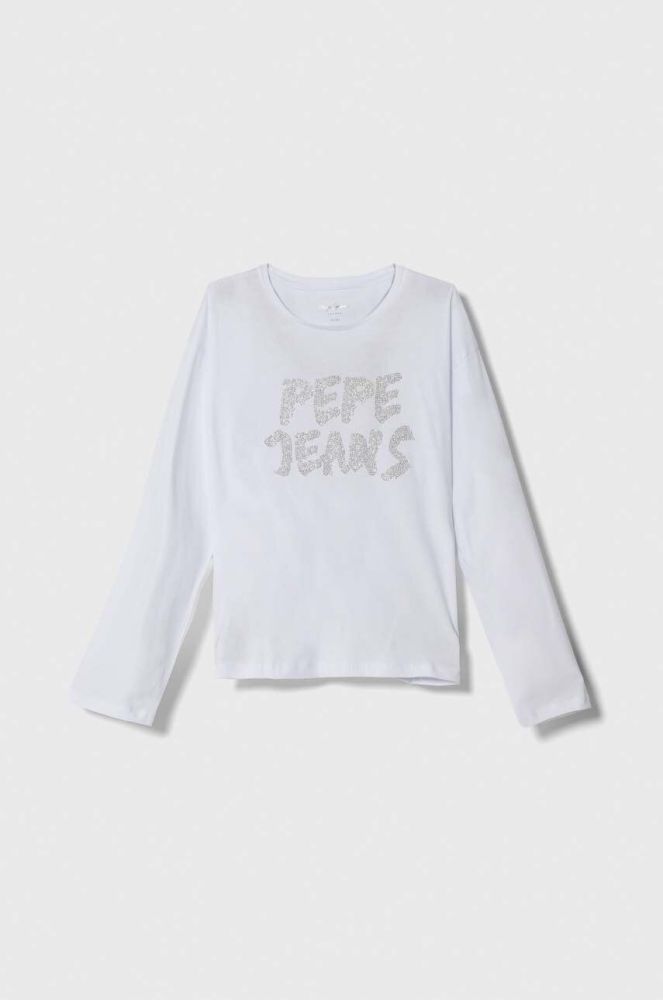 Дитячий бавовняний лонгслів Pepe Jeans колір білий (3428634)