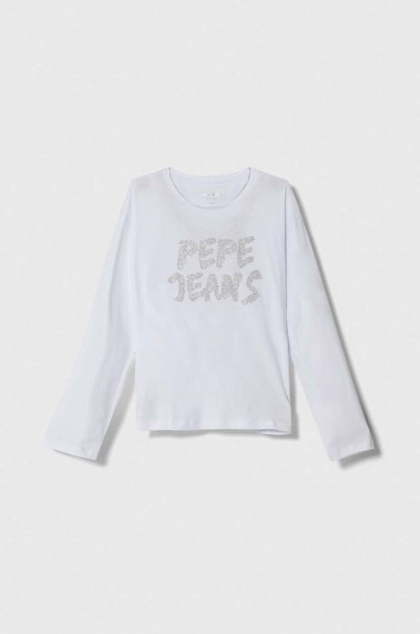 Дитячий бавовняний лонгслів Pepe Jeans колір білий (3428634) Дитячий бавовняний лонгслів Pepe Jeans колір білий (3428634)