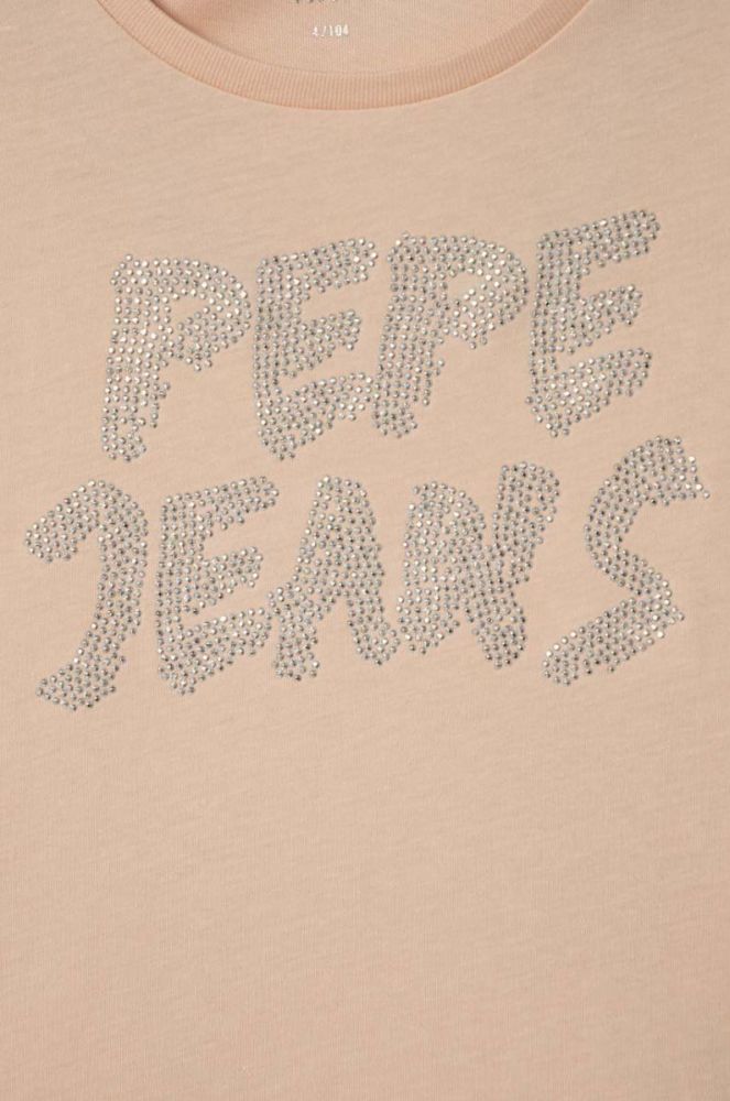 Дитячий бавовняний лонгслів Pepe Jeans колір рожевий фото 3